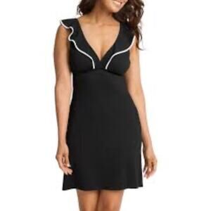 Tommy Bahama Island Cays Cabana V-Neck Spa Dress Swimm Cover Up Black Size M NWT